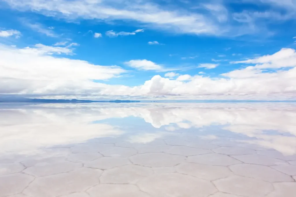 Natural wonders: Lake Salar de Uyuni with a thin layer of water