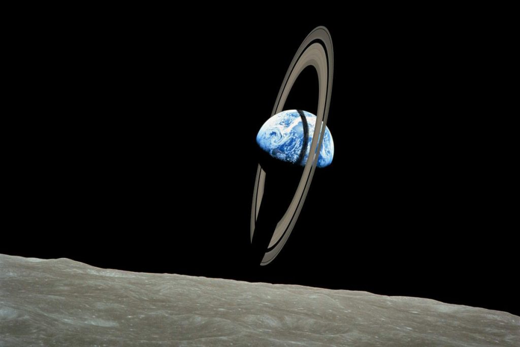 Earth with rings like Saturn: The view of ringed Earth from the Moon