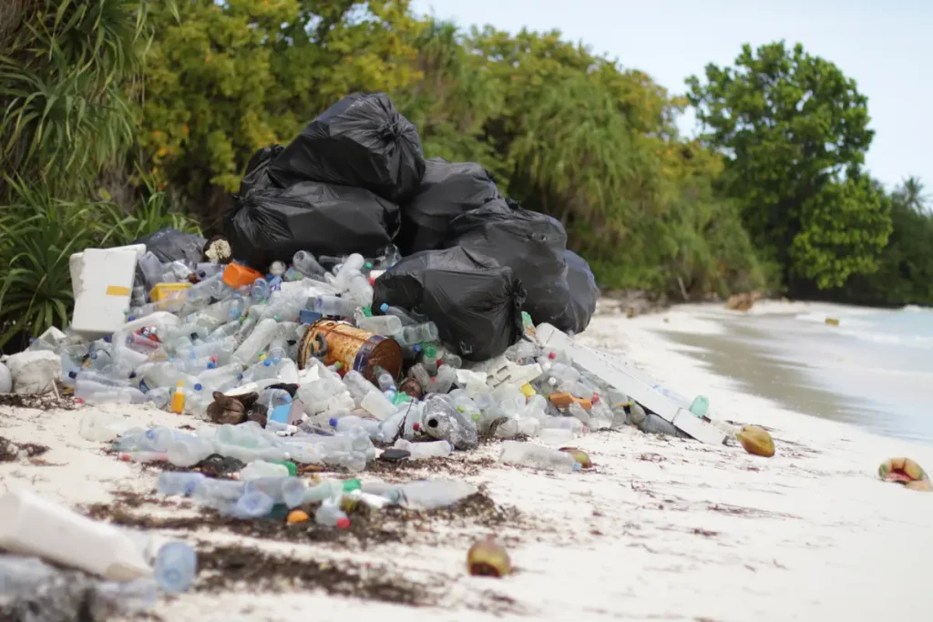 One of the signatures of the Anthropocene: Plastic garbage on tropical white sand beach