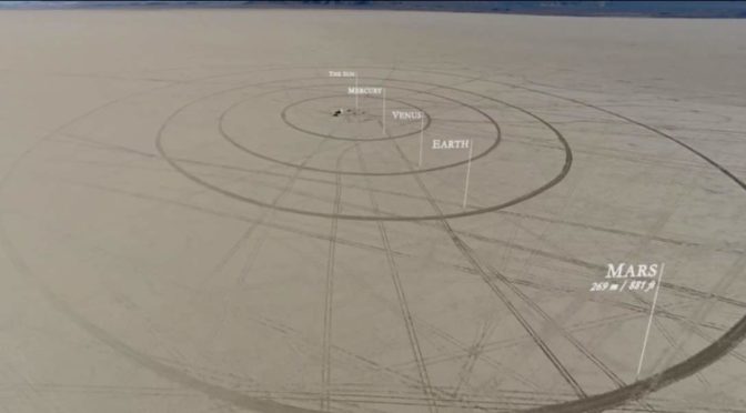 Scaled model of the Solar System on Nevada Desert