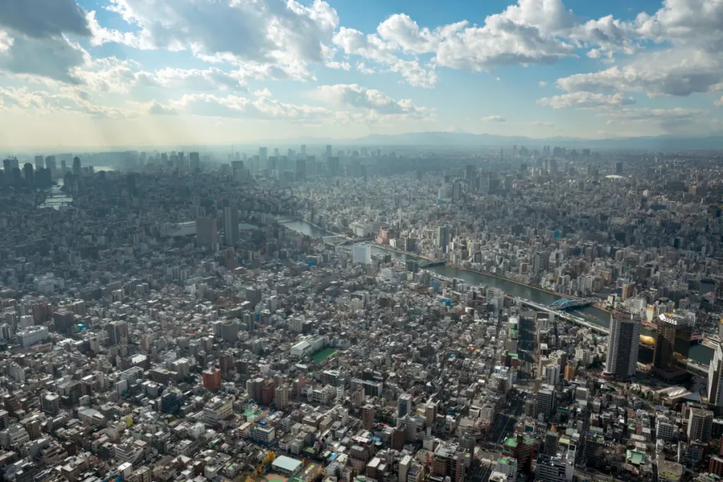 An aerial view of Tokyo, Japan