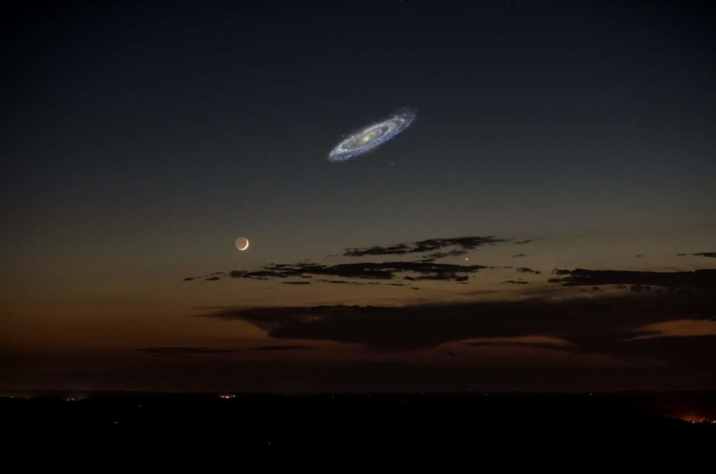 Andromeda's actual size if it was brighter