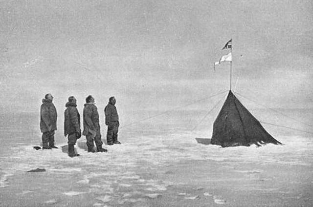 Roald Amundsen and his team at South Pole