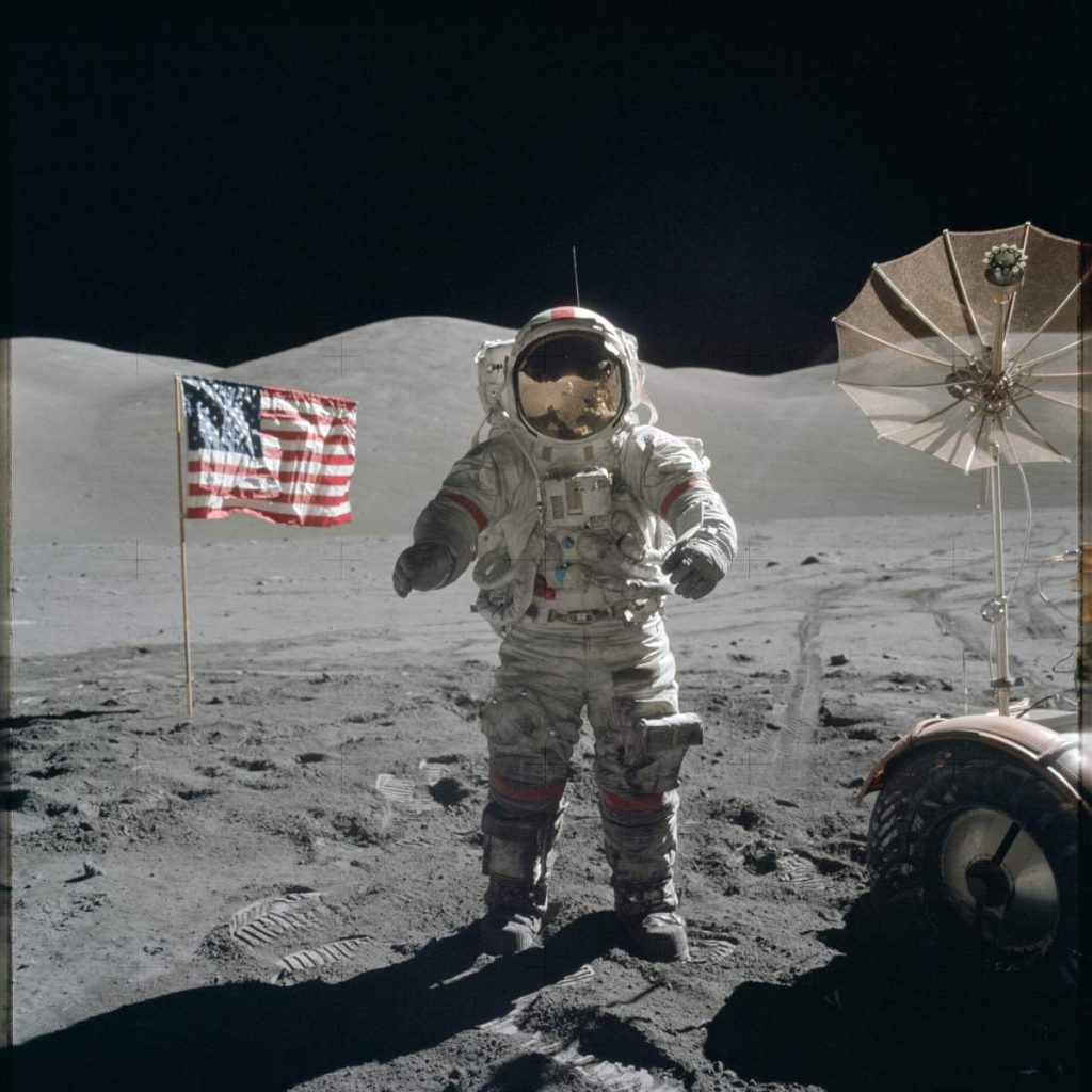 We cannot see an astronaut on the moon even via the strongest telescope on Earth