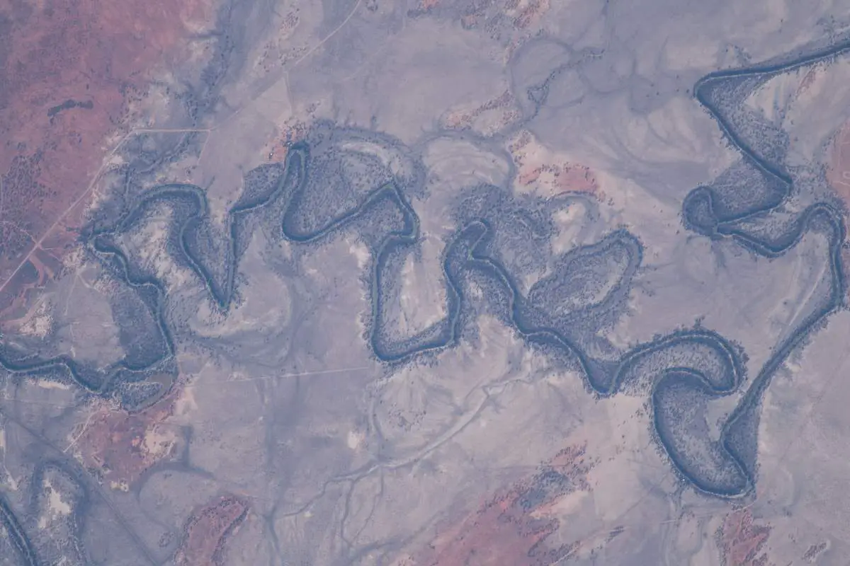 Top 10 Most Beautiful Earth Photos Taken From the International Space Station in 2018: The Darling River in the city of Wilcannia