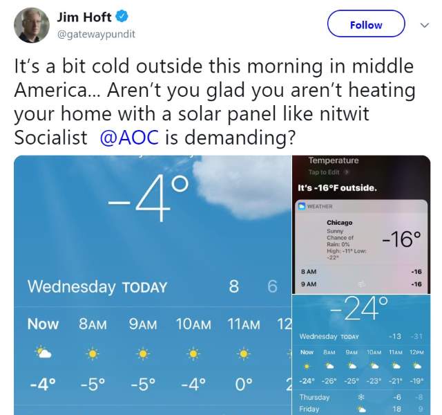 Tweet of Jim Hoft about solar panels