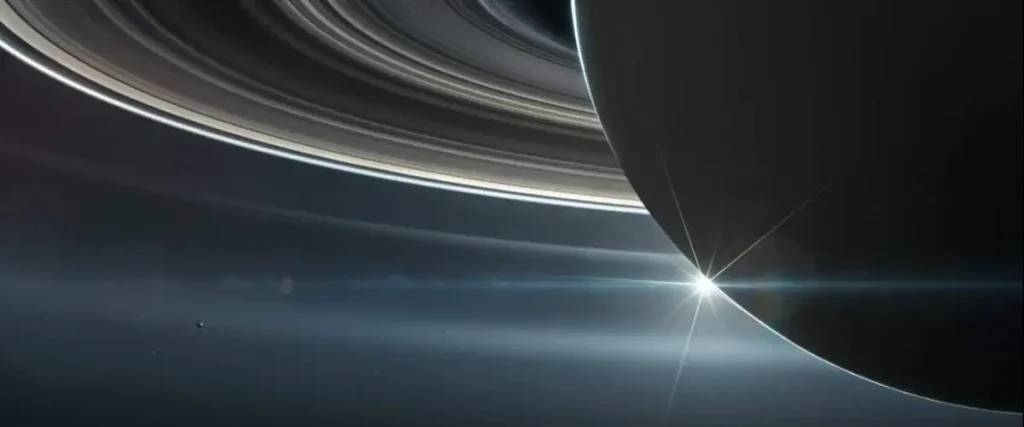Apparent size of Sun from Saturn - Cassini spacecraft, Saturn, and Sun
