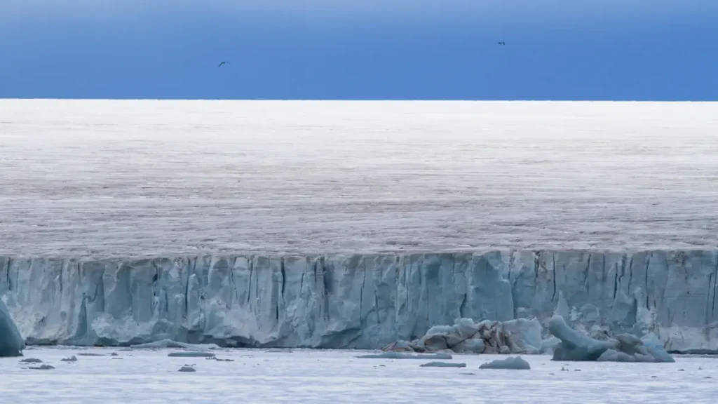 Most extreme places life can be found on Earth: Permafrost - Ice covered island of Nordaustlandet in archipelago of Svalbard