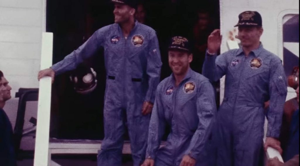 Apollo 13 crew after splashdown