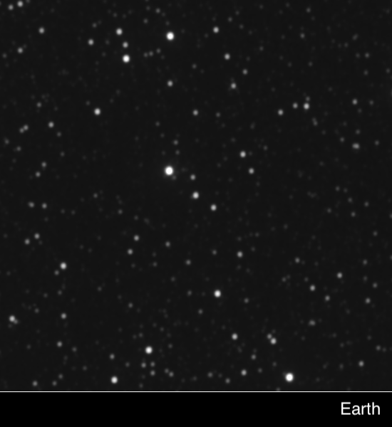 Images of the nearby star Proxima Centauri captured by New Horizons and a ground-based telescope