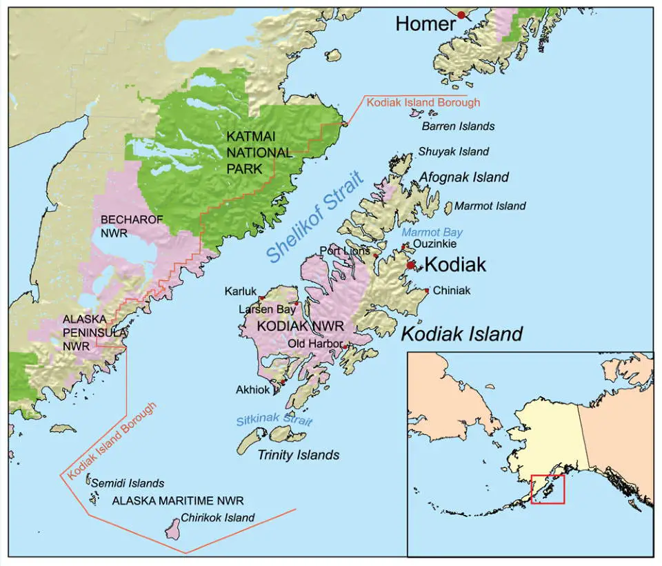 Kodiak island map