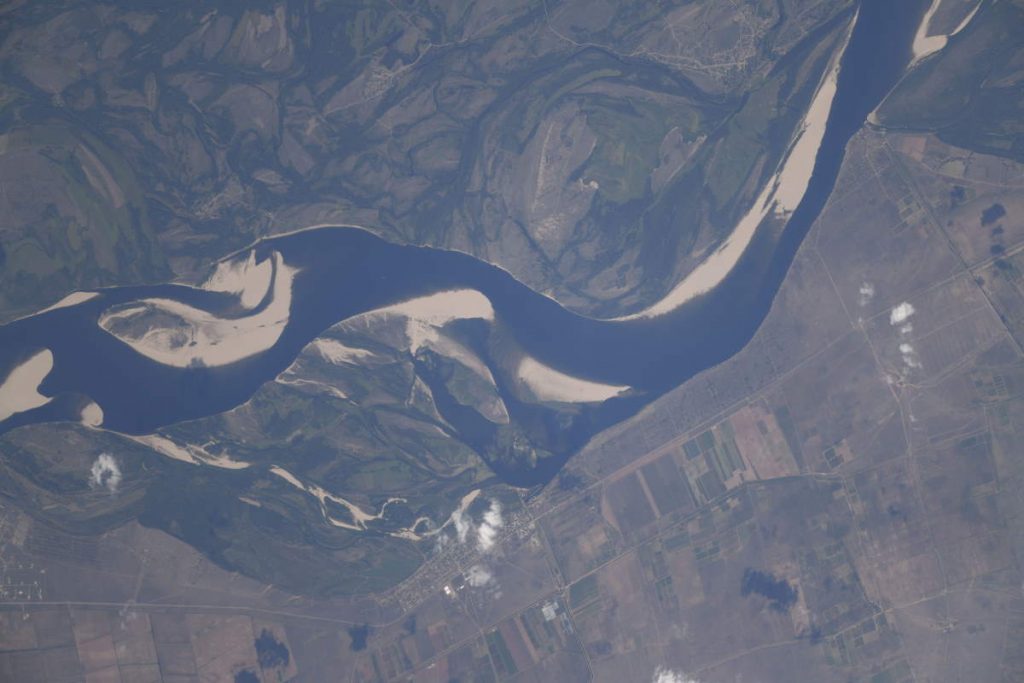 Most Beautiful Earth Photos Taken From the ISS in 2020 - Volga River from the ISS. August 8, 2020.