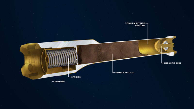 Perseverance Rover sample tube interior