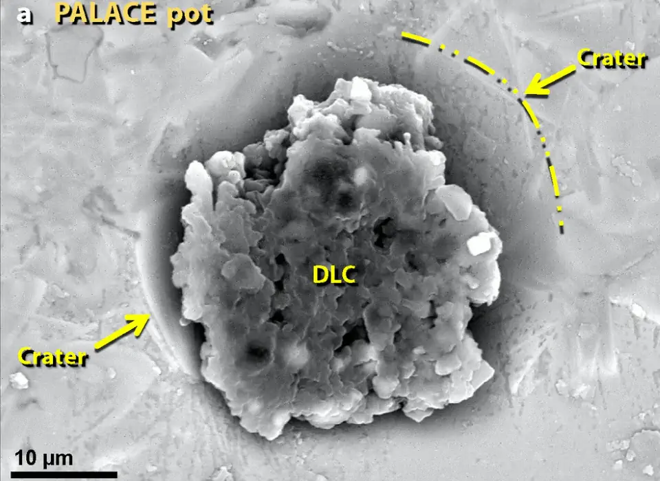 Diamonoids inside a crater