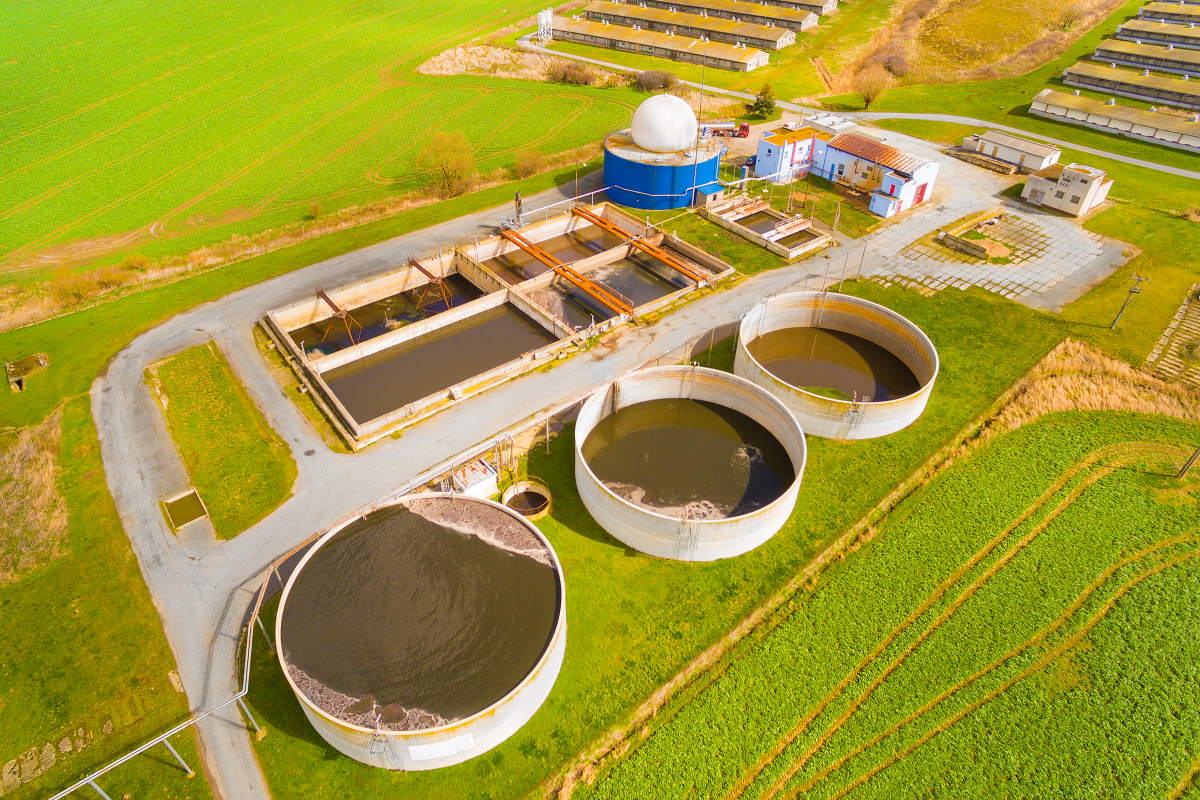 Aerial view of s biogas plant