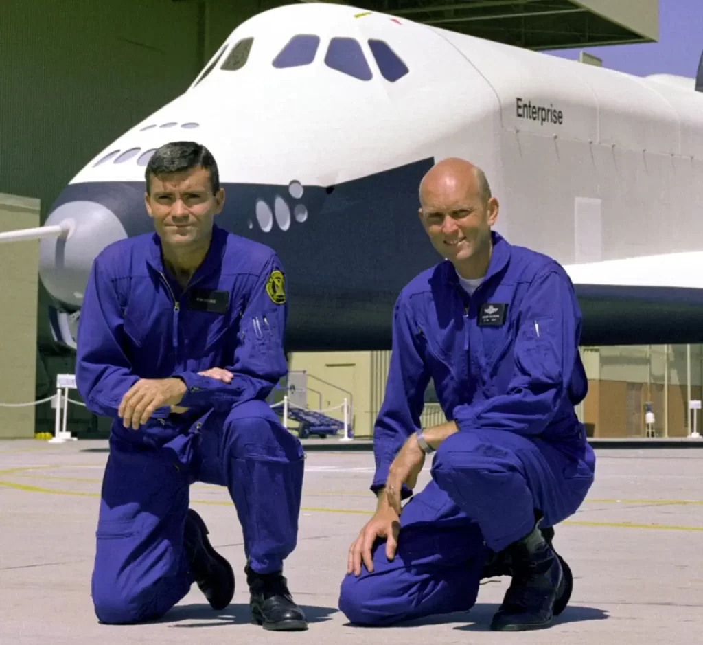 Space Shuttle Enterprise first free flight test (August 12, 1977) crew