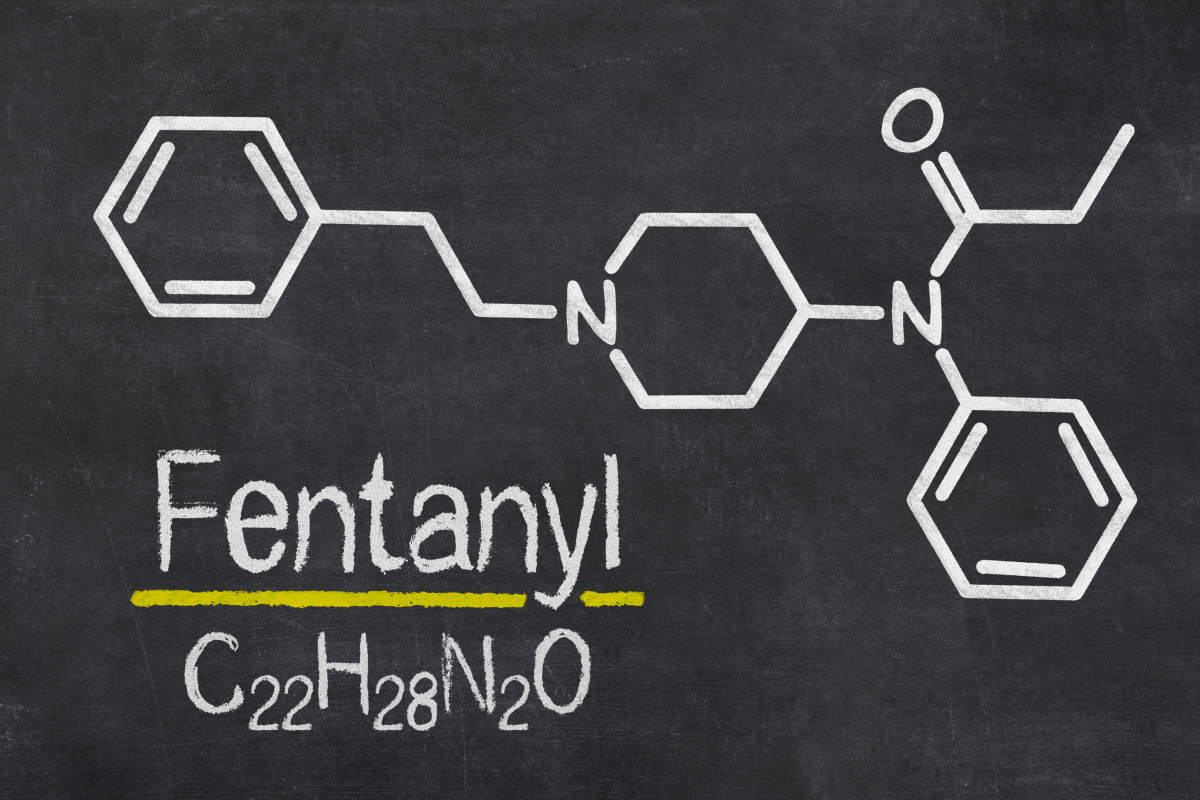 Blackboard with the chemical formula of Fentanyl