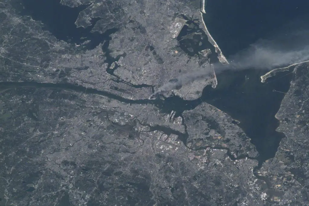 9/11 attacks on Twin Towers from space