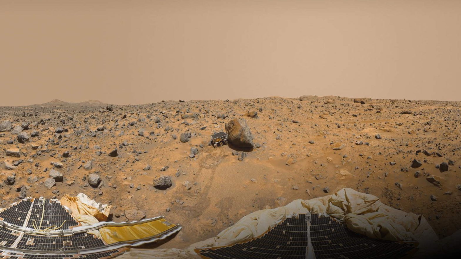 Mars Pathfinder Lander and the Sojourner Rover on Mars