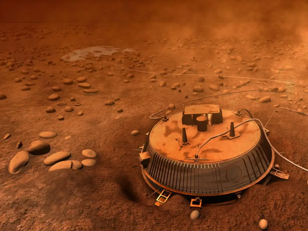 First soft landing on Titan: Huygens spacecraft on Titan [artist concept]