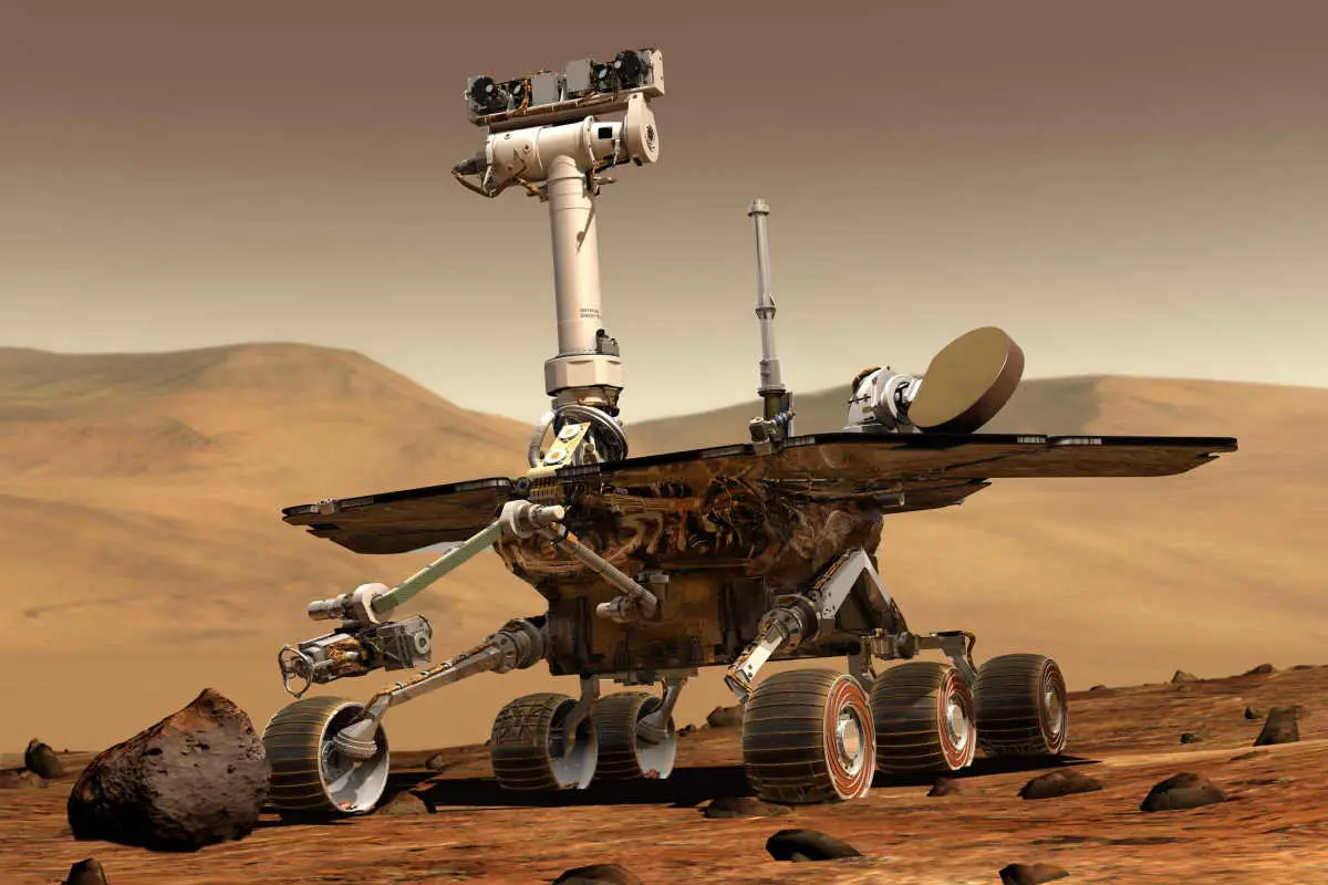 Artist imagination of Spirit Rover on the Martian surface