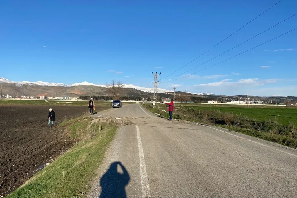 A road after February 6 2023 Turkey earthquakes
